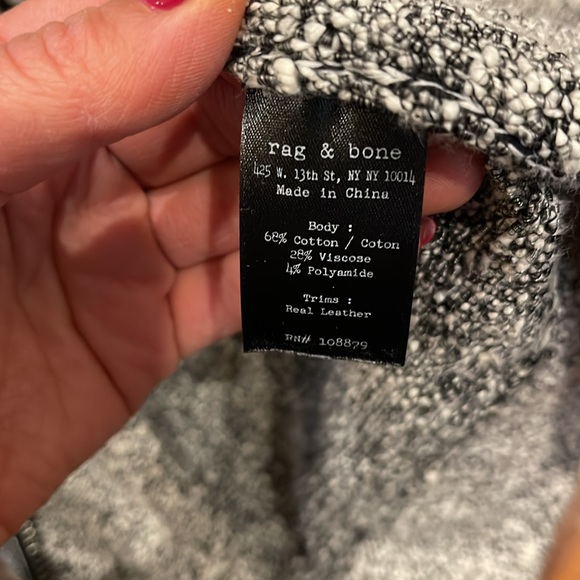 Rag & Bone Boucle Leather Trim Moto Sweater Jacket - Picture 5 of 6